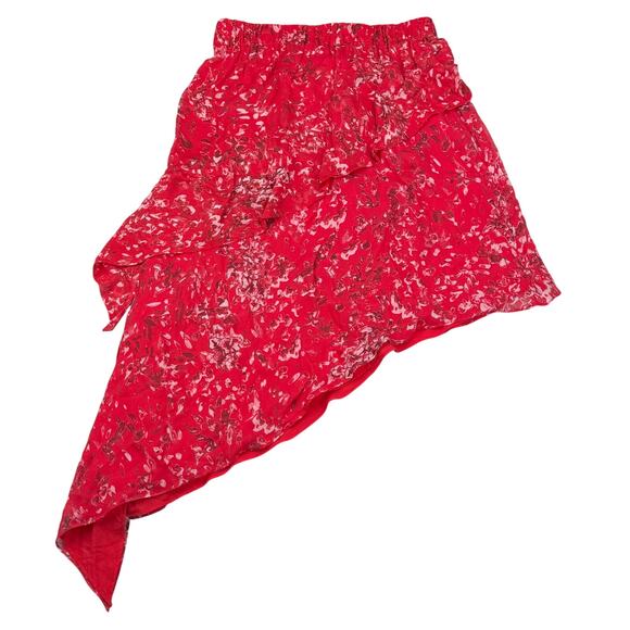IRO Blink Asymmetrical Floral Midi Skirt Size 4 Red - Picture 4 of 8